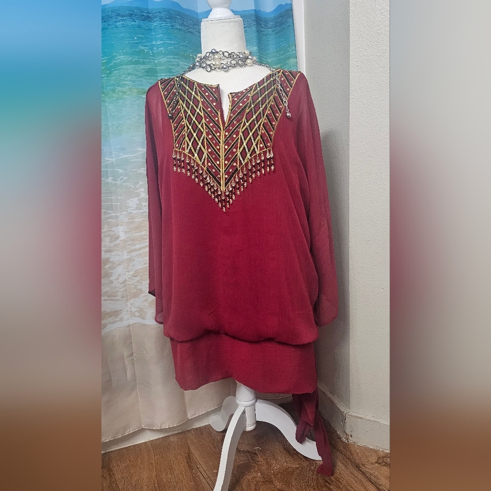 Bob Mackie Tunic with Geometric Embroidery